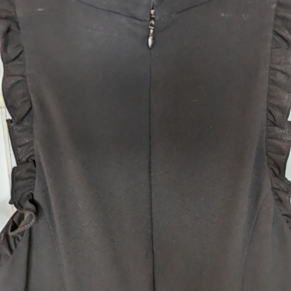 Shoshanna Black Minimalist Midi Dress Mock Neck Keyhole LBD 2 - Picture 8 of 14
